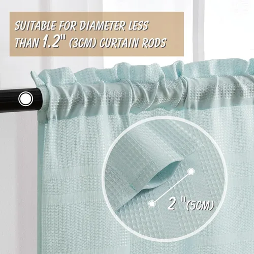 Miniatura 2 de Home Queen Cortinas de baño repelentes al agua para ventana pequeña, cortinas cortas de media ventana, bolsillo para barra de 2 pulgadas, 30