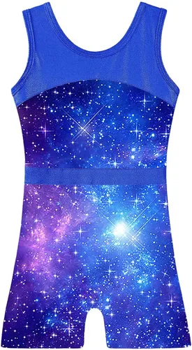 TFJH E Leotardos de gimnasia para niñas, trajes de práctica, Unitardo, pantalones cortos de ciclista de una pieza