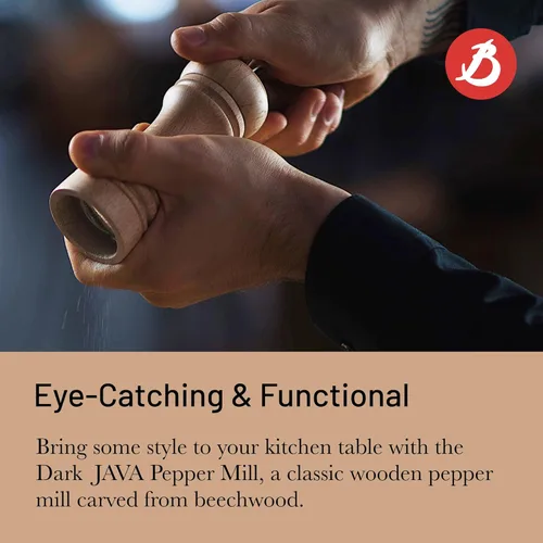 Miniatura 3 de de Buyer JAVA - Molinillo de pimienta, oscuro, 5.5 pulgadas, acero inoxidable y madera de haya, incluye perilla para ajustar el tamaño de molienda