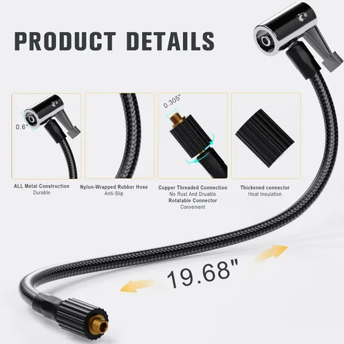 Miniatura 3 de Adaptador de manguera de inflador de aire VTOMAN para compresores de aire X1, X3, X5, X6Pro, X7, tubo de portabrocas de neumático de 19.68
