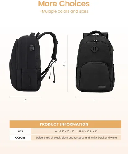 Miniatura 4 de LOVEVOOK Mochila escolar para mujeres y hombres, mochila negra con compartimento para laptop de 15.6 pulgadas, bolsa ligera para libros