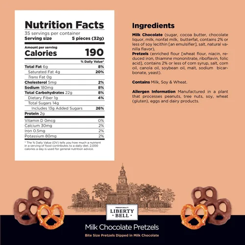 Miniatura 3 de Liberty Bell Mini pretzels cubiertos de chocolate con leche real, bolsa de 40 onzas