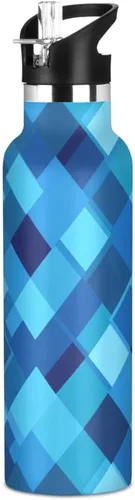 Miniatura 10 de Diamond Teal Royal Blue Double-Wall Insulation Reusable Water Bottle Insulated with Straw Lid BPA-Free Leak Proof for Sport Gym Outdoor Travel School