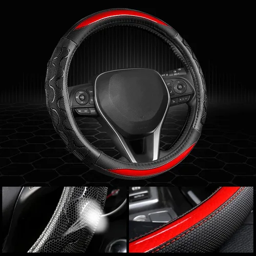 Miniatura 4 de Funda para Volante GIANT PANDA para Toyota, Funda para Volante de Coche para Toyota Highlander Rav4 Corolla Camry, Tamaño Estándar - Rojo