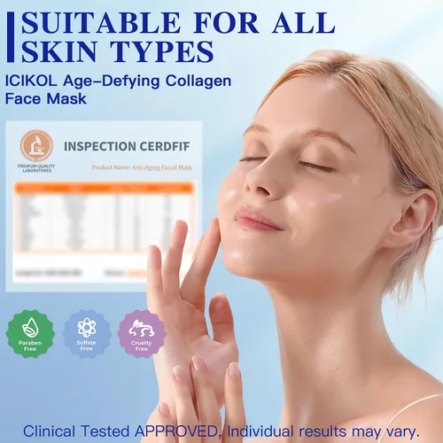 Miniatura 7 de Máscara facial de colágeno hidrolizado profundo, paquete de 4 – Máscara de lámina antiedad con péptidos y ácido hialurónico, restaura la elasticidad
