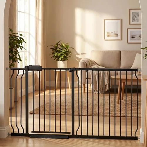 Miniatura 33 de Puertas para bebés extra anchas de 48 a 53 pulgadas, puerta grande para bebé, para escaleras, para mascotas, puertas para interiores, para puertas