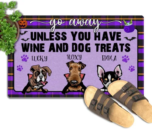 Miniatura 6 de Tapete para puerta de 30 x 18 pulgadas, nombre del perro cuando visitas la casa de mi perro, tapete personalizado de bajo perfil para interiores