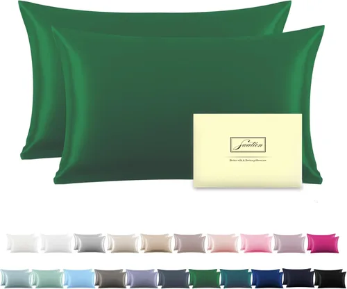 Miniatura 8 de Funda de almohada de seda para cabello y piel, suave, transpirable y sedosa 100% seda Queen, juego de 2, fundas de almohada de seda de morera