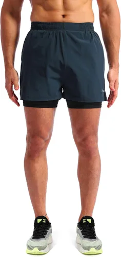 Miniatura 2 de Pudolla pantalones cortos 2 en 1 para correr, de secado rápido, para hombre, con bolsillos de 5 pulgadas para teléfono