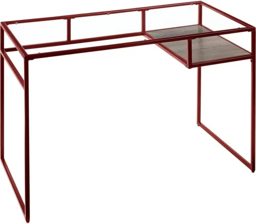 Miniatura 8 de Acme Yasin Escritorio rectangular de cristal con 1 estante en azul y transparente