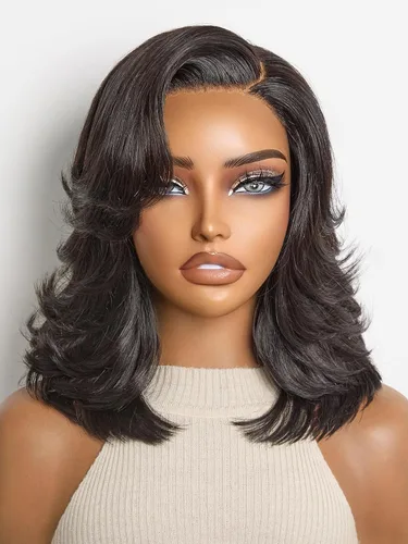 Miniatura 44 de LUVME HAIR - Peluca de cabello humano estilo Bob, de 8 pulgadas, precortada, sin pegamento, con cierre de encaje HD, predepilada, cabello humano