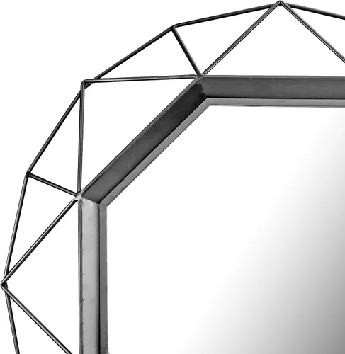 Miniatura 4 de Stonebriar Espejo decorativo negro de 28.3 pulgadas con marco de alambre de metal geométrico colgante con soportes de montaje, decoración moderna