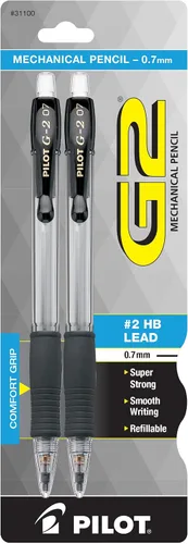 Miniatura 6 de Pilot, G2 Lápices mecánicos, mina HB de 0.5 mm, barril transparente, paquete de 2
