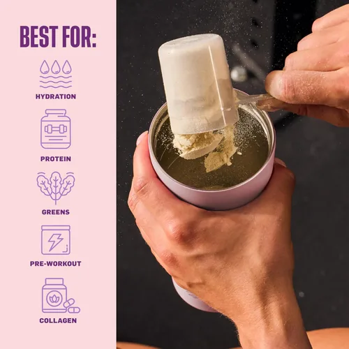 Miniatura 4 de BlenderBottle Vaso mezclador aislado 2 en 1 de acero inoxidable, tapa Swig a prueba de fugas, pajita, BlenderBall, sin BPA, para batidos de colorete