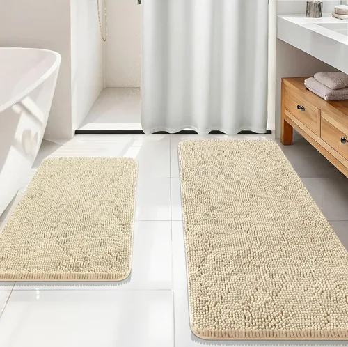 Miniatura 241 de OLANLY Juego de alfombras de baño de 2 piezas, alfombras de baño de chenilla suave y absorbente y alfombra de contorno en forma de U para inodoro