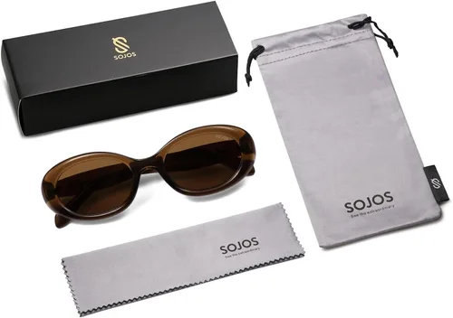 Miniatura 6 de SOJOS Gafas de sol polarizadas ovaladas pequeñas retro para mujeres y hombres, estilo vintage de los años 90, protección UV400, gafas de sol