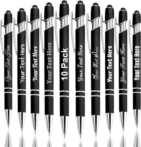 Miniatura 8 de Hasta 300 bolígrafos personalizados a granel con nombre personalizado con grabado gratis, puntas de lápiz capacitivo grabado, bolígrafo