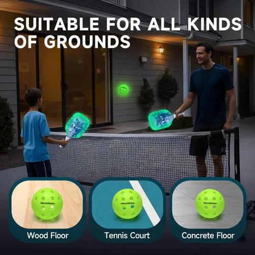 Miniatura 6 de AboveGenius Bolas de pickleball con luz LED, bolas de pickleball que brillan en la oscuridad, alta visibilidad para jugar por la noche, bolas