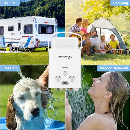 Miniatura 7 de Calentador de agua portátil sin tanque de propano – 6L 1.58GPM RV calentador de agua de gas bajo demanda con pantalla digital para exteriores