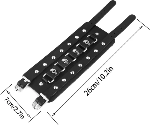 Miniatura 2 de STWTR Pulsera ancha de cuero con cinturón ancho para hombre, estilo punk, rock, moto