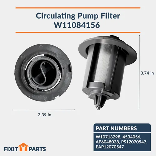 Miniatura 5 de Proveedor con sede en Estados Unidos - Filtro de bomba de circulación W11084156 reemplaza a W10713298 compatible con lavavajillas Whirlpool
