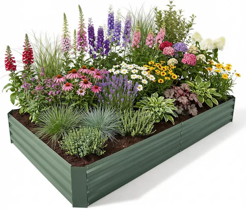 Miniatura 19 de Aoodor Aluzinc - Cama de jardín modular 2 en 1 elevada de metal, 63 pulgadas de largo x 32 pulgadas de ancho x 32 pulgadas de alto, maceta