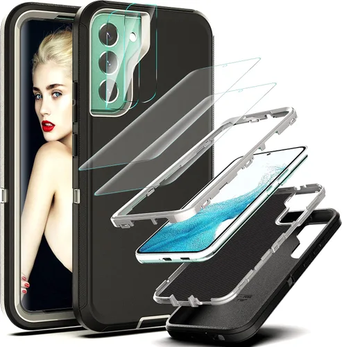 Miniatura 10 de YmhxcY Funda S22, a prueba de caídas, funda duradera de 3 capas para Samsung Galaxy S22, protección a prueba de golpes, funda protectora de goma