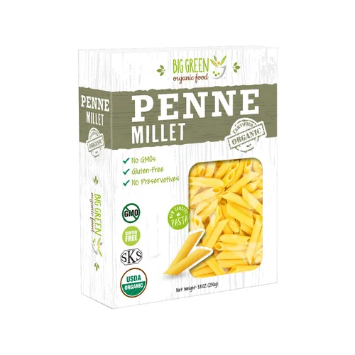 Big Green Organic Food - Penne de mijo orgánico, sin gluten, sin lectina, sin OMG, vegano, alternativa de trigo y arroz, 8.8 oz (3)