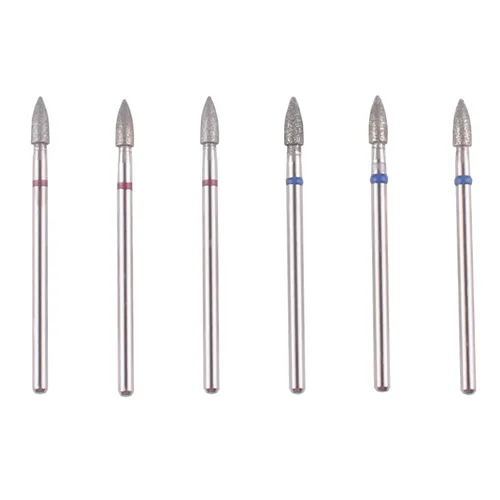 Miniatura 7 de Juego de brocas para cutícula de llama, 6 piezas, vástago 3/32 Pro Diamond Nail Bit Set Para manicura de salón de uñas, uso natural o acrílico
