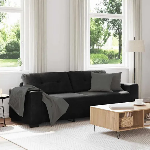 Miniatura 2 de vidaXL Sofá de 3 plazas de terciopelo negro de 70.9 in, elegante sofá de sala de estar, sofá de terciopelo suave, diseño resistente, asiento