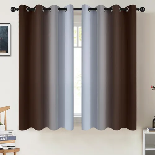 Miniatura 138 de COSVIYA Cortinas 100% Opacas Azul Degradado con Lazos Ajustables para Cocina Aislamiento Térmico Oscurecimiento de Habitación Cenefa con Bolsillo