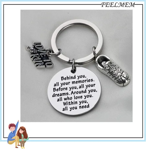 Miniatura 6 de FEELMEM Marathon Runner Gifts Llavero para correr a través de la pista de campo, joyería de maratón para correr, regalo de pista de regalo