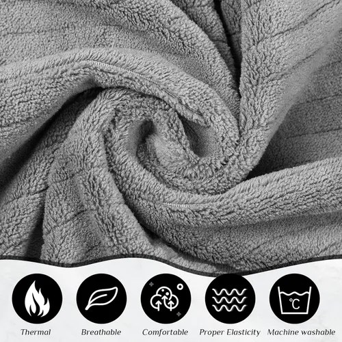 Miniatura 9 de Tigeen 2 toallas para mujer, bata de spa ligera a rayas con cierre ajustable, parte superior elástica, bata de baño suave para spa