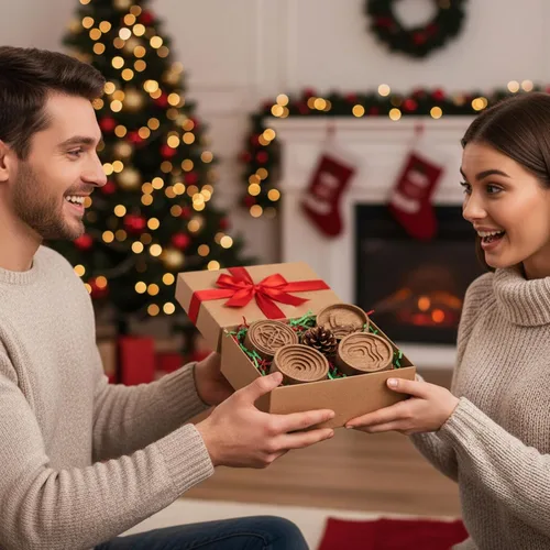 Miniatura 6 de Teenyyou Difusor pasivo de aromaterapia de madera, 4 unidades, con clip de ventilación, ambientador redondo de madera de nogal, regalos de invierno
