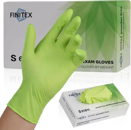 FINITEX Nitrile Disposable Gloves - Green 3.5mil 100/1000PCS Powder-Free Latex-Free Medical & Food Use Verde (Small 100)