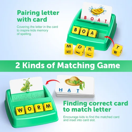 Miniatura 2 de Juguetes educativos para niños de 3, 4, 5 años para niños pequeños de 2 a 4 años Juegos de cartas de letras coincidentes para niños de 3 a 5 años