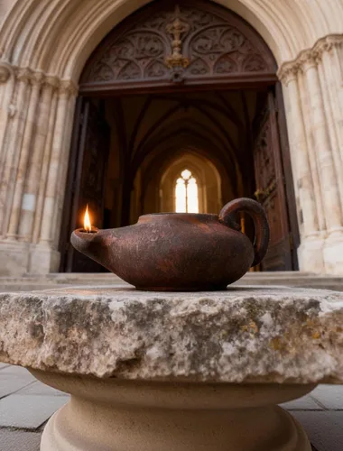 Miniatura 7 de Lámpara de aceite de arcilla hecha a mano, linterna bíblica de oración de estilo antiguo, regalo cristiano y decoración del hogar