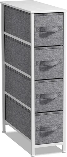 Miniatura 16 de Sorbus Cómoda Estrecha para Niños con 4 Cajones - Cajonera de Almacenamiento Vertical Delgada con Marco de Acero, Superficie de Madera y Tinte pastel