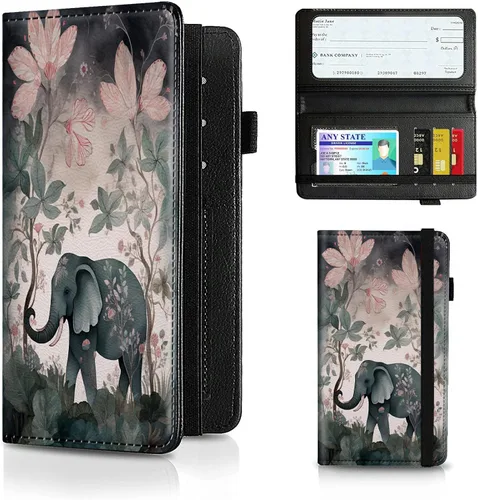 Miniatura 132 de Funda para chequera para hombres y mujeres, cartera de cuero RFID con ranuras para tarjetas de crédito, soporte de cheques duplicados personales
