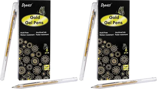 Miniatura 7 de Dyvicl Bolígrafos de gel dorados metálicos, bolígrafos finos de 0.031 in, tinta de gel, bolígrafos de gel metálicos para dibujo de papel negro