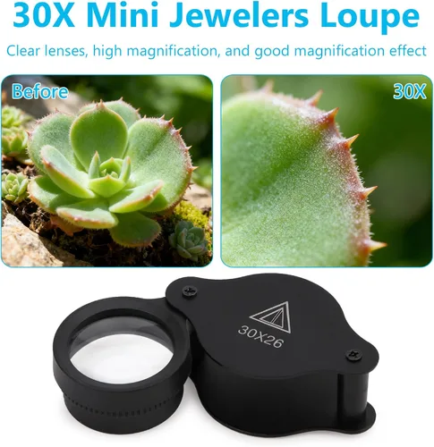Miniatura 4 de Lupa de cristal de lupa 30X lupa plegable bolsillo lupa para pasatiempos manualidades hogar trabajo joyería detección identificación