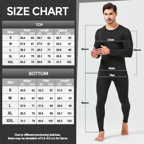 Miniatura 6 de UNIQUEBELLA Men's Thermal Underwear Sets Top & Long Johns Fleece Sweat Quick Drying Thermo Base Layer