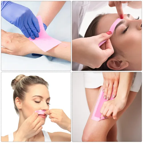 Miniatura 5 de Maitys 400 tiras de cera no tejidas de 2.8 x 7.9 pulgadas para depilación facial, corporal, pierna, cara y bikini (rosa)