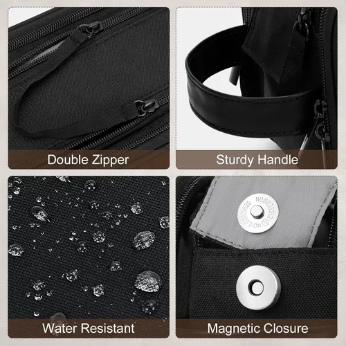 Miniatura 3 de Bolsa de aseo Wedama para hombres, bolsa de aseo colgante de viaje para viajes de negocios, natación, camping, Negro, M, Classic