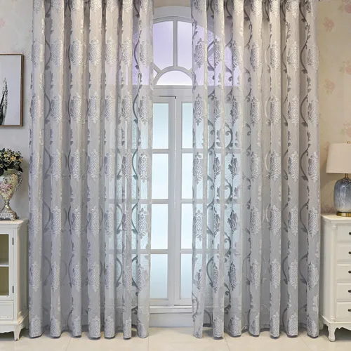 Miniatura 12 de VOGOL Cortinas traslúcidas de 84 pulgadas de largo, cortinas traslúcidas blancas con bordado floral europeo para sala de estar, comedor, bolsillo