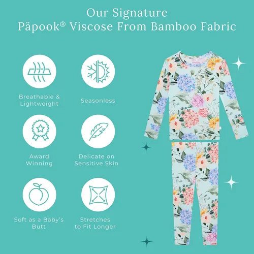 Miniatura 81 de Posh Peanut Pijamas para niñas, suaves, de viscosa de bambú para niños, pijamas a juego de manga larga para niñas