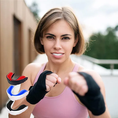 Miniatura 7 de Paquete de 3 protectores bucales para niños y jóvenes, protectores bucales para boquilla para niños y jóvenes, para MMA, boxeo, rugby, kickboxing