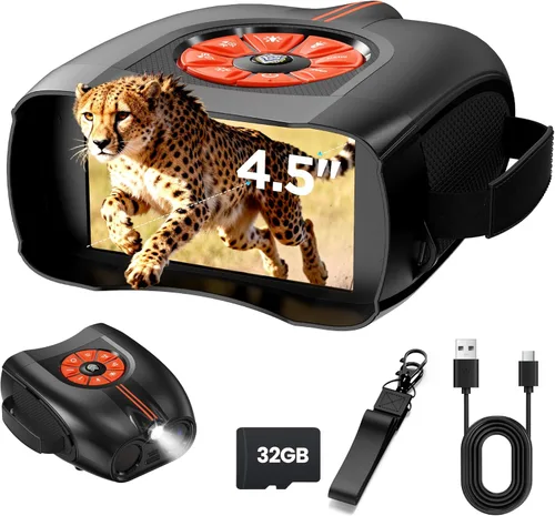 Gafas de visión nocturna 4K para adultos: prismáticos de pantalla IPS de 4.5 pulgadas con zoom de 10X, regalos para hombres, papá, marido, novio,