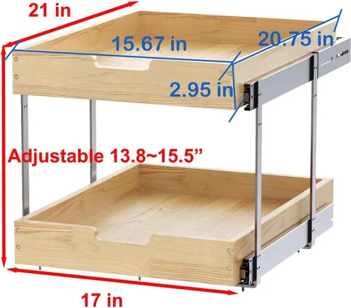 Miniatura 2 de Organizador de cajones extraíble de madera Sikarou 2 niveles 17 pulgadas de ancho x 21 pulgadas de profundidad, cajones deslizantes de alta 2 Corbata