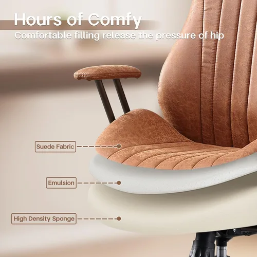 Miniatura 6 de HOOOWOOO Silla de Oficina Ergonómica, Silla de Escritorio Moderna de Computadora de Media Siglo, Silla Ejecutiva Cómoda con Asiento Extra Ancho